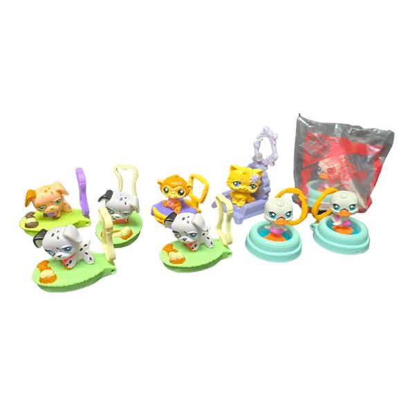Hasbro LPS McDonald's Little Pet Shop Swan Dog Cat Figures w Keychain Ring Clip - Picture 1 of 12